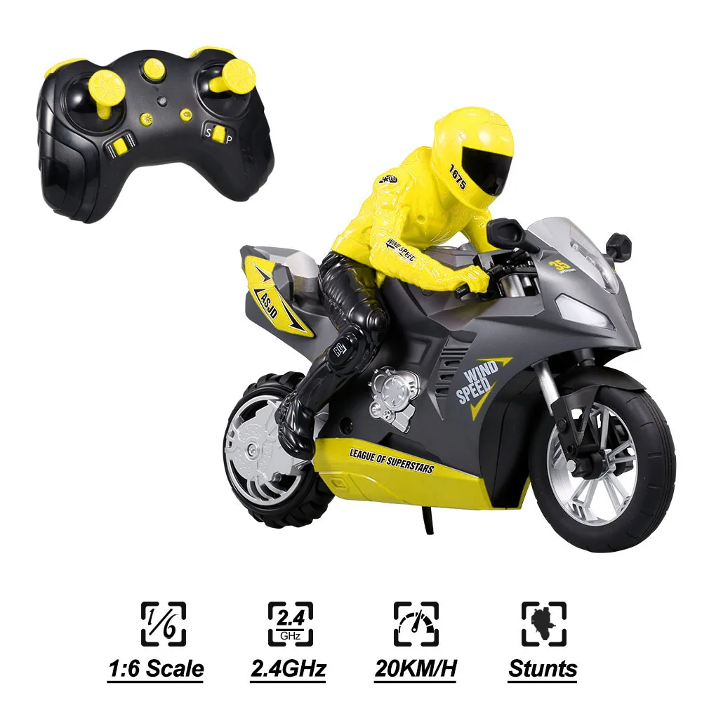RC мотоцикла 1:6 Дистанционное Управление мотоциклы 20км/ч 2WD 6 осевой гироскоп 2 4 ГГц