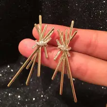 Изящные минималистичные дизайнерские палочки для еды, серьги, завязанные узелки, микро-инкрустированные серьги из циркона, Креативные аксессуары для ушей