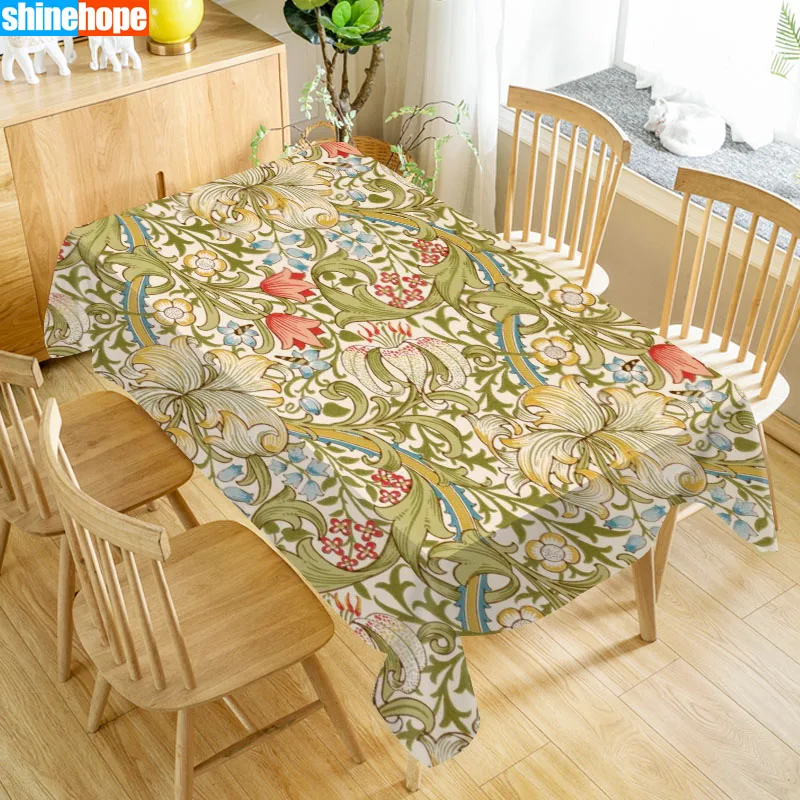 Pastoral style Polyester Textured Fabric Tablecloth Rectangular Multi Sizes 