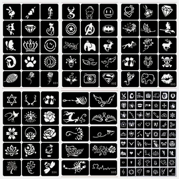

300pcs/Lot Reusable Sticker Tattoo Stencils Folder,Painting Template Airbrush Glitter Henna Tattoo Stencil Set Al Tattoo pigment