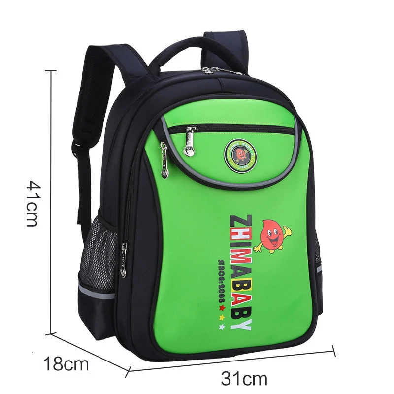 large green Сумки мультфильм Водонепроницаемый школьный детский рюкзак для мальчиков девочек студентов мальчиков школьные сумки ранец ночь отражение полосы Mochila - Color: large green