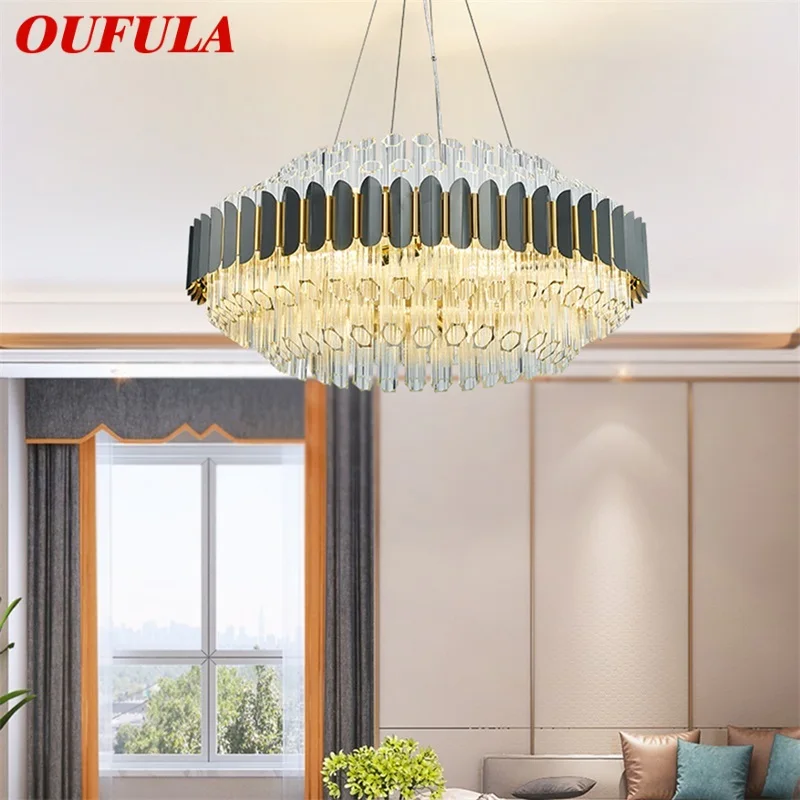 

OUFULA Crystal Pendant Light Postmodern Luxury LED Lamp Chandelier Fixture For Home Dining Living Room