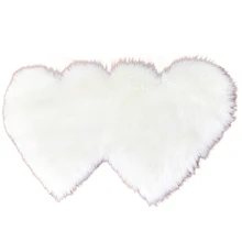 Твердый напольный коврик для гостиной с двойным сердцем, искусственные шерстяные коврики, лохматый ковер, спальня, диван, Декор, искусственный пушистый коврик