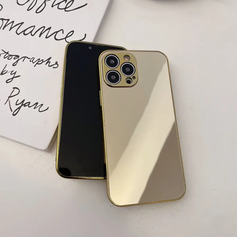 Luxury Gold Silver Mirror Phone Case For iPhone 13 Pro Case 11pro 12 XR XS Max X 7 8 Plus Soft Frame Bumper Back Cover Shell waterproof phone pouch