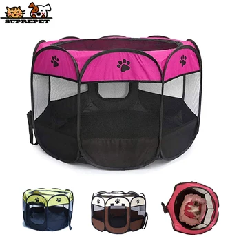 

SUPREPET Foldable Mesh Dog House Kennel for Medium Small Dogs Breathable Outdoor Cat Dog Sun Bed Cage Portable Puppy Nest