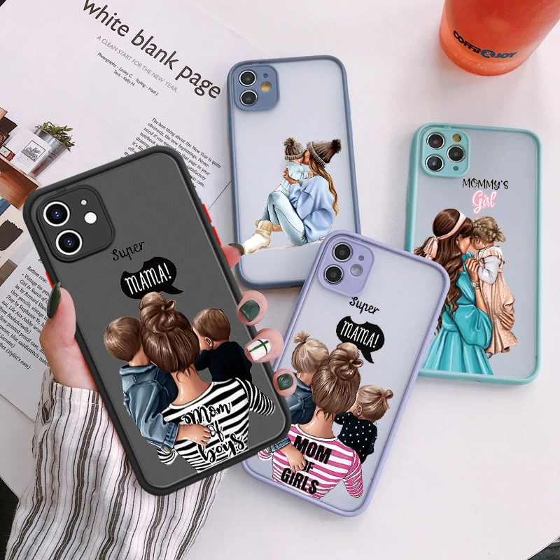 Super Mom Dad Hard Phone Case For Iphone 11 12 13 Se2 Baby Girl Fashion Family Cover For Iphone 11 Pro Max X Xs Max Xr 7 8 Plus Phone Case Covers Aliexpress