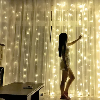 

9M x 3M 900-LED Warm White Light Romantic Wedding Outdoor Decoration Curtain String Light US Standard Fairy Christmas Light