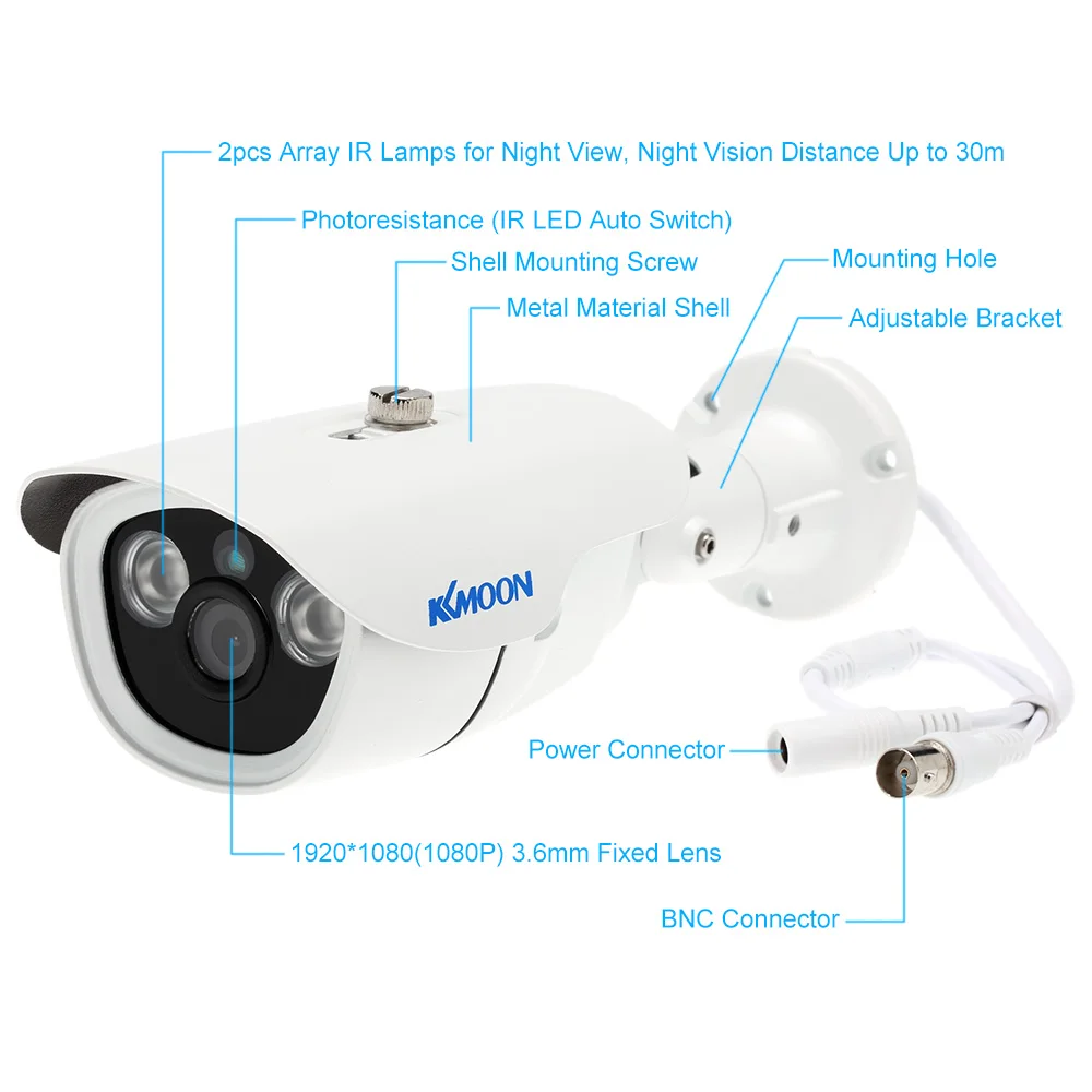 KKMOON 1080P AHD CCTV камера 2.0MP 3 6 мм 1/3 &quotCMOS 2 Массив ИК светодиодов ночного видения