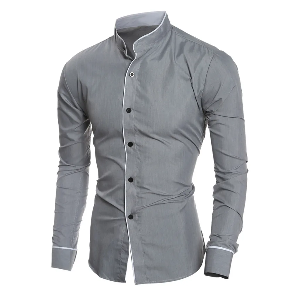 Mens Shirt Autumn Spring Fashion Slim male Shirts chemise Casual Long Sleeve Solid Tops Blouse Casual Clothing Camisa Hombre