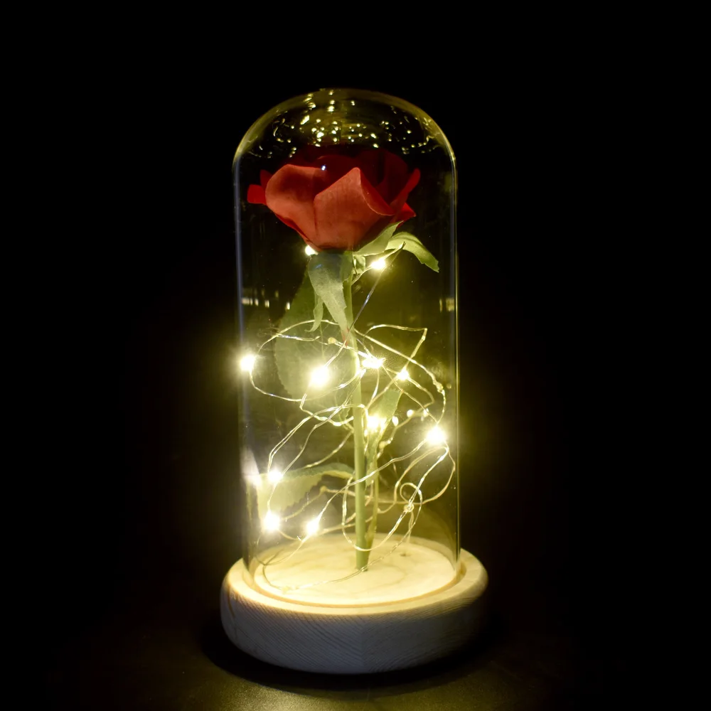 Роза в куполе с led VIp link - Цвет: silk rose white base