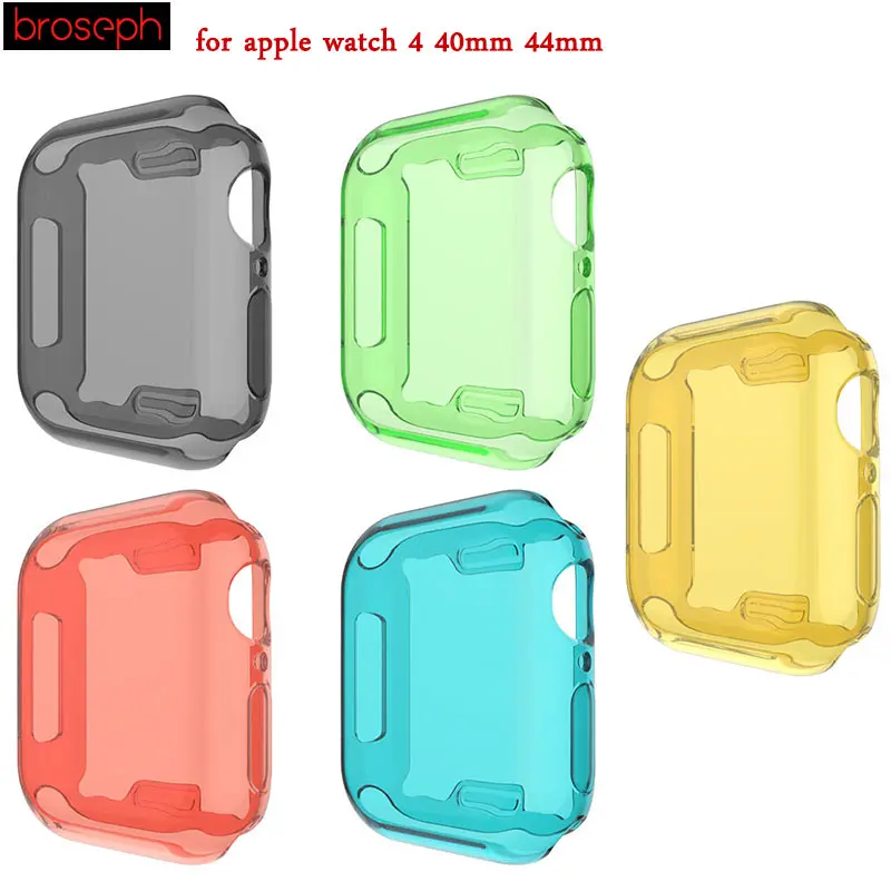 

New Screen Protective Case Cover for Apple Watch 4 bands 40mm 44mm Candy Color Transparent TPU Case for iwatch Series 4 band