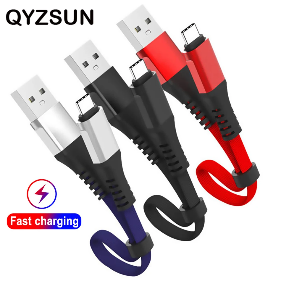 

2.4A Fast Charging Portable USB Cable Type C Micro Cable Nylon Braided Type-C Short USB Charger For Samsung S9 S8 S7 0.3M Wire