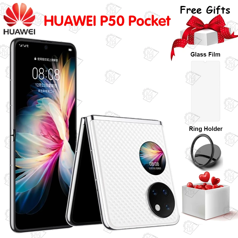 New Original Huawei P50 Pocket 4G Mobile Phone 6.9 Inch Foldable OLED Screen Snapdragon 888 Octa Core HarmonyOS 2.0 Smarphone