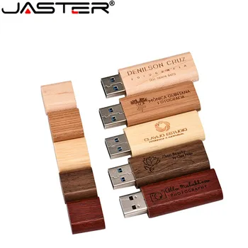 

JASTER promotion wooden custom logo pen drive 5-color Elliptical straight strip USB 2.0 4GB/8GB/16GB/32GB/64GB USB flash drive