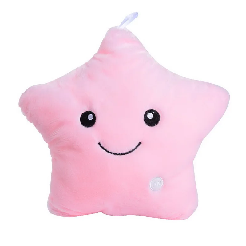 star pink 34 см креативная игрушка светящаяся Подушка Мягкая Плюшевая светящаяся красочная подушка со звездами светодиодный светильник игрушки подарок для детей для девочек - Цвет: star pink