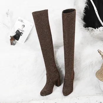 

Oversized thigh high boots knee high boots over the knee boots women ladies boots Sequined sleeve tip