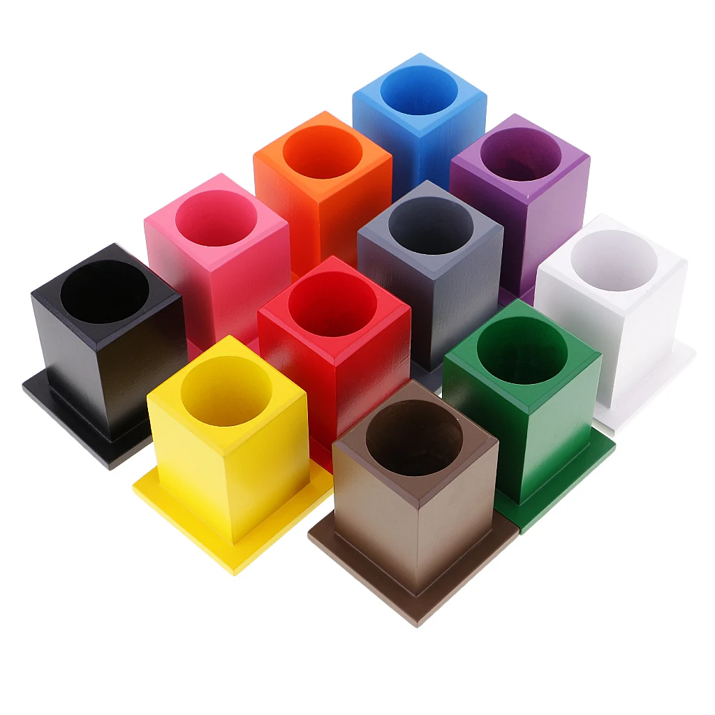 11 Colored Pencil Holders Wooden for Kids Montessori Educational Toy Birthday Gift
