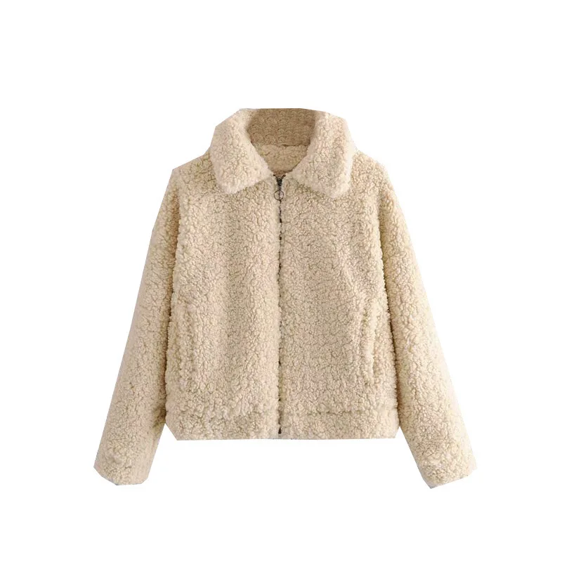 

2019 Winter WOMEN'S Dress New Products Loose-Fit Slimming Fleece Long Sleeve Short Jacket Women's Zipper Fleece-Lined Coat
