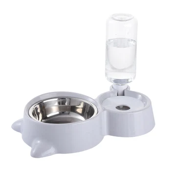 

Smoke gray blue pink automatic water refill double bowl stainless steel double bowl dustproof wet mouth sink partition pet water