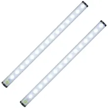 Перезаряжаемый сенсорный светильник, 15 Светодиодный светильник для шкафов, портативный светодиодный светильник с регулируемой яркостью, беспроводной нажимной светильник(2 упаковки