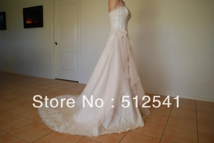 Модное платье без бретелей de mariee Bones Flower vestido de noiva с бусинами и кружевной аппликацией, а-силуэт, свадебные платья, свадебные платья
