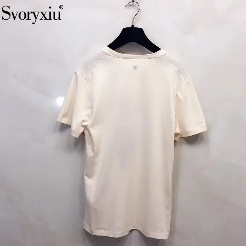 Svoryxiu/брендовая хлопковая льняная футболка с буквенным принтом на заказ, женская летняя повседневная модная белая футболка с коротким рукавом, футболка, топы