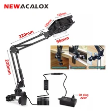 

NEWACALOX Soldering Exhaust Fan Welding Smoking Device Instrument with Energy-Saving Lamp 220V EU Plug Adapter Soldering Tool