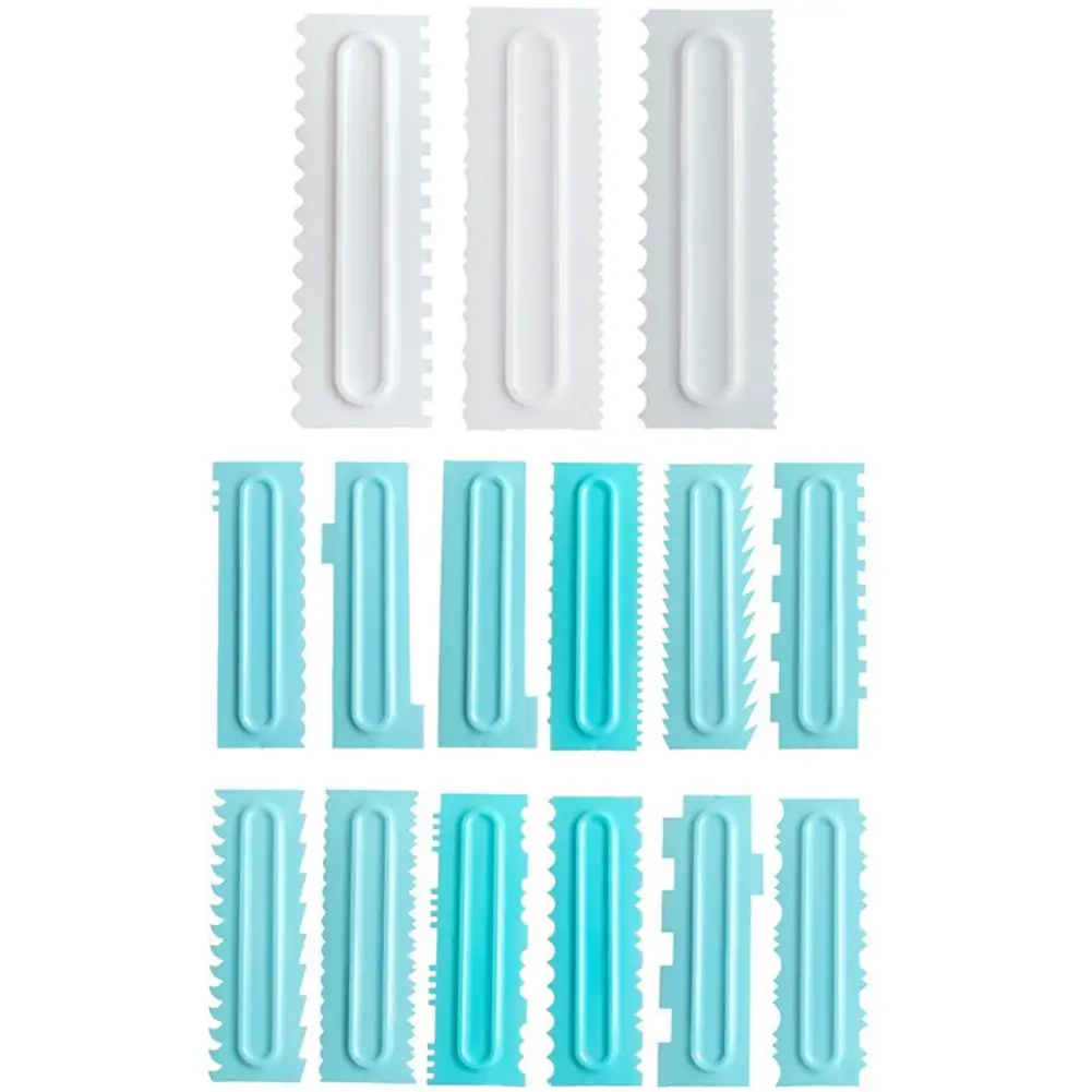  3PCS Cake Scraper Plastic Cake Decorating Comb Fondant Cake Pattern Styling Kit Baking Tools