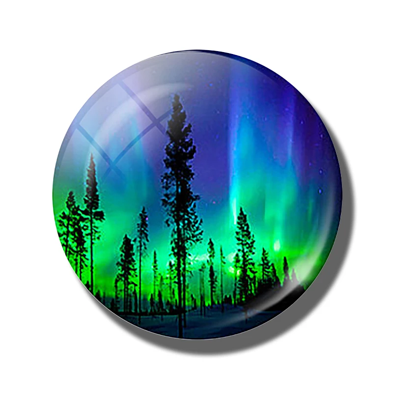 Северное сияние стеклянный купольный холодильник 50 мм Aurora Borealis магнитные наклейки на холодильник магнит галактика Вселенная Космос домашний декор - Цвет: PACK OF 1