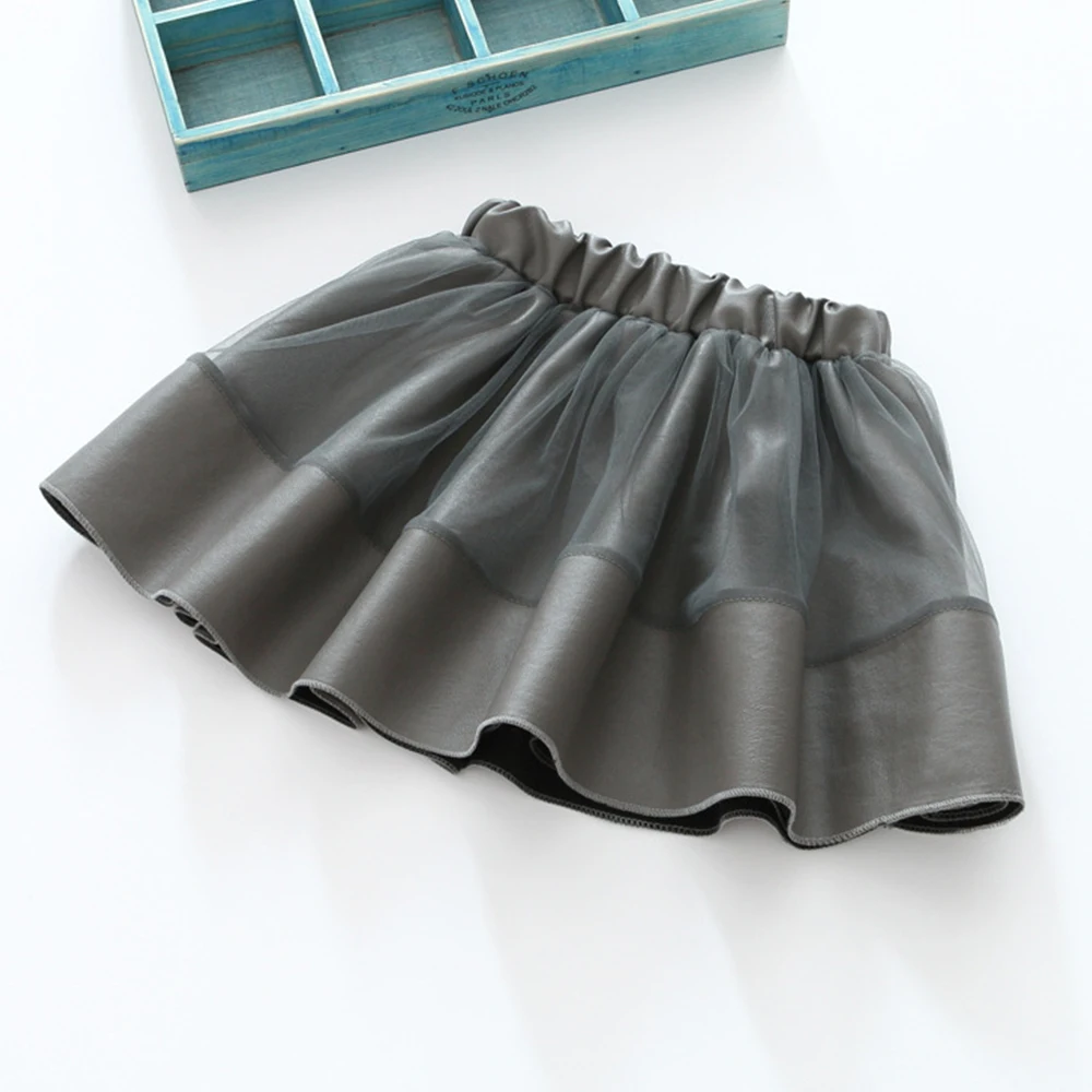 K03254Gray Одежда для маленьких девочек; коллекция года; модные детские шорты с эластичной резинкой на талии; детские юбки из искусственной кожи; одежда для маленьких девочек - Цвет: K03254Gray