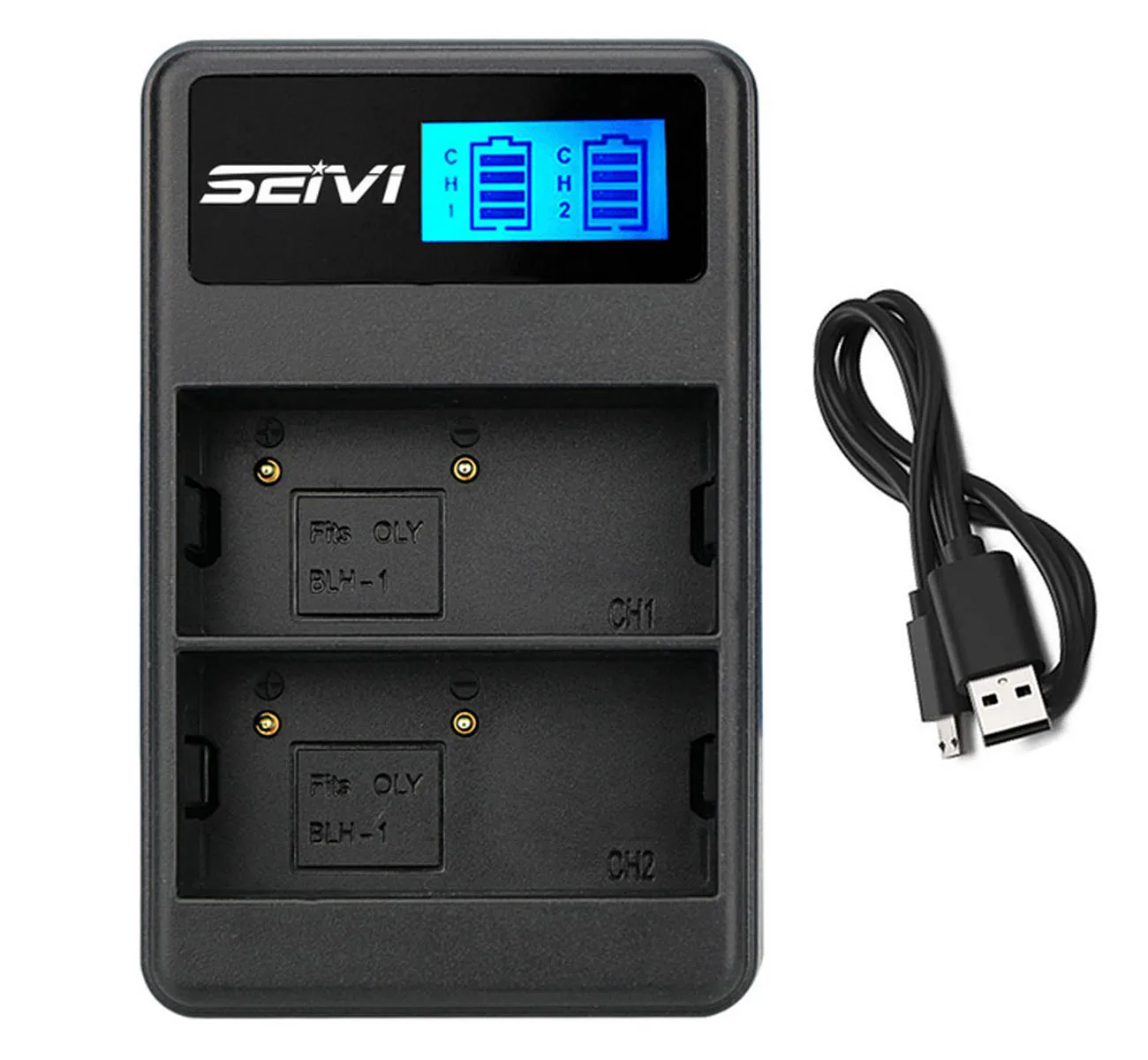 LCD USB Dual Battery Charger For Olympus OM D E M1X, OMD EM1X Digital
