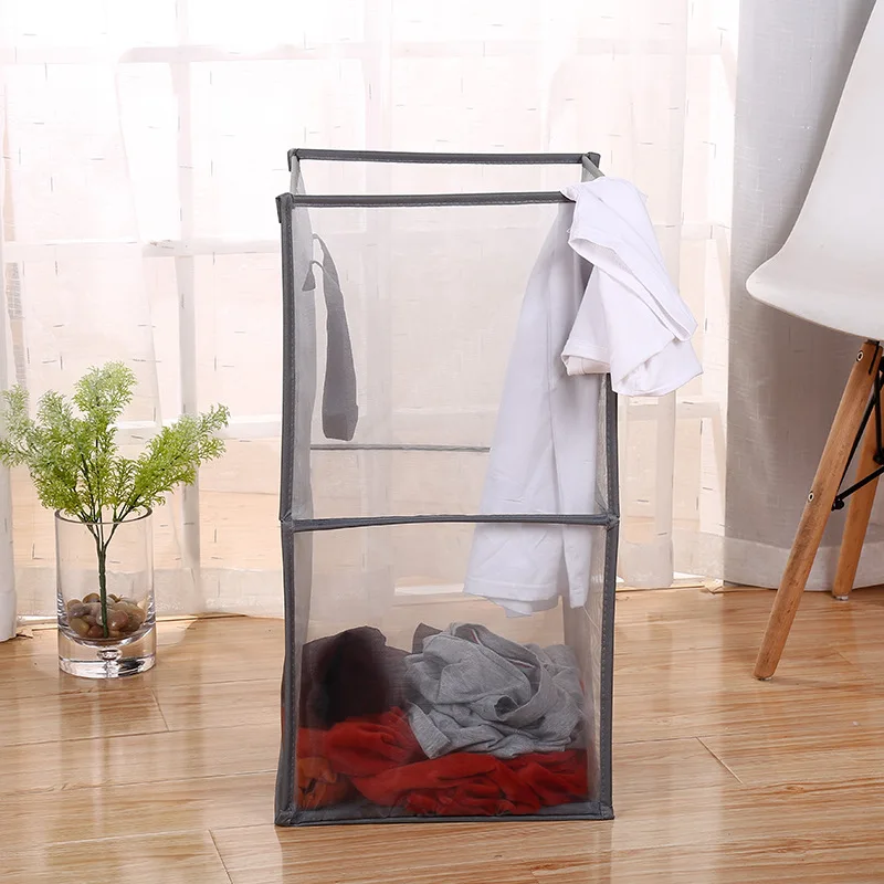 

Storage Basket Laundry Basket For Soiled Clothes Toy Storage Box Magic Folding Transparent Double-deck Dirty Laundry Basket