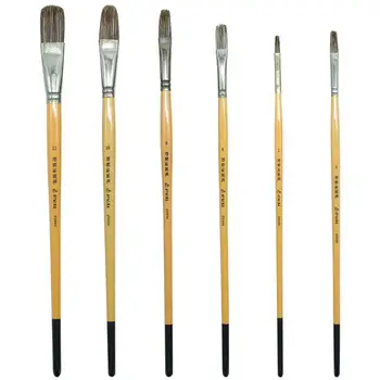 

Eval Hog Bristles Hair Filbert Artist Paint Brush 6pcs Long Handle for Acrylic Watercolor Mixed Media Oil Painting Art Brush