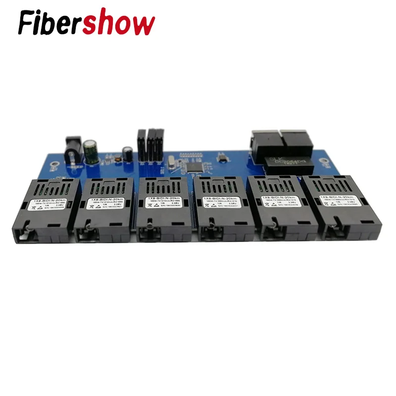 2 RJ45 6 155 м волоконный порт коммутатор для высокоскоростной сети Ethernet конвертер 20 км Ethernet волоконно-оптический медиа конвертер 10/100 м PCBA