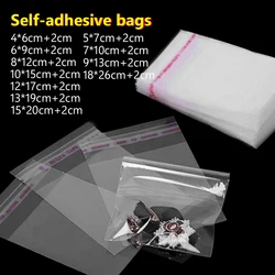 Sac en Cellophane transparent autoadhésif 100x, sac d'emballage en plastique OPP auto scellant pour emballage de jouets de bonbons, sac cadeau refermable 