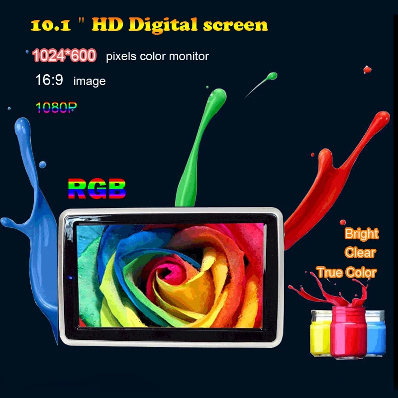 10,1 дюймов Автомобильный Универсальный подголовник дисплей Hd Led Lcd цифровой экран Автомобильный внешний Dvd Avi/Usb Bluetooth плеер