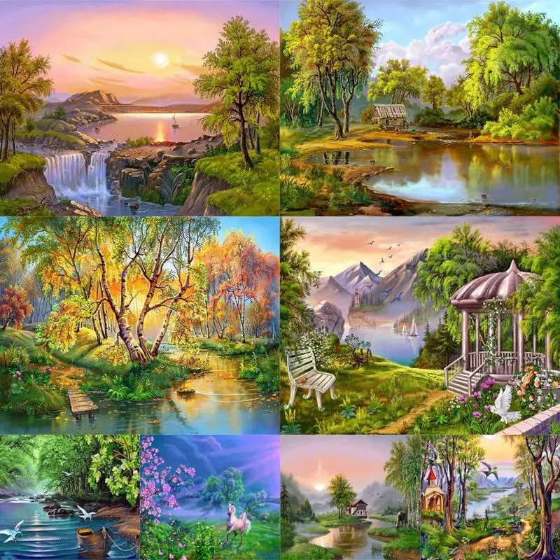 

5D DIY Full Drill Diamond Painting Scenery Cross Stitch Embroidery Mosaic Diamond Embroidery Mosaic Pattern Picture Home Decor