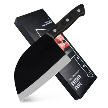 

SOWOLL 7cr17 High Quality Stainless Steel Meat Cleaver Full Tang Butcher Chef Knife with Sheath Gift Box for Kitchen Camping BBQ