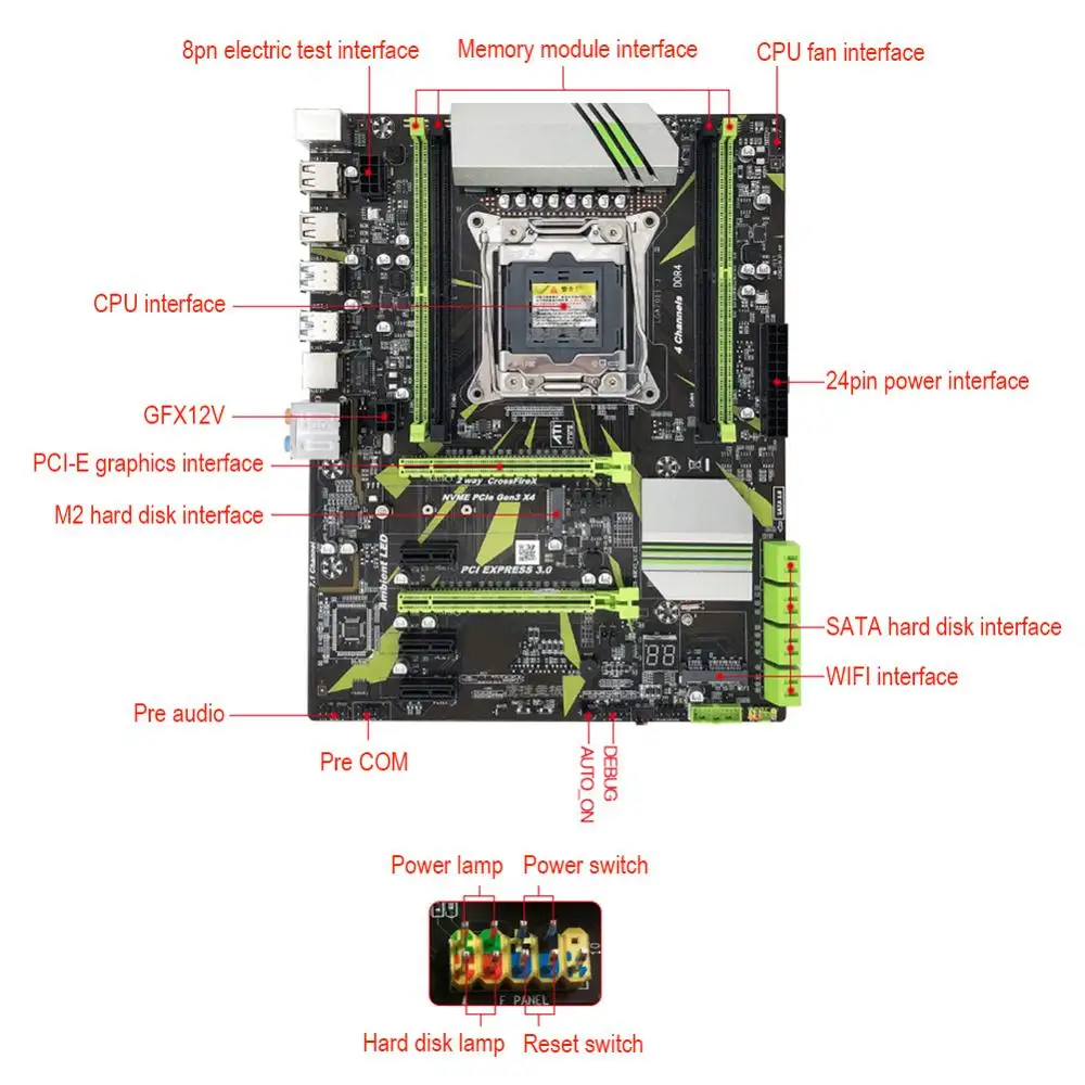 인텔 I7 E5 4 채널 DDR4 2133/2400/2800 32G RAM,NVME SSD M.2,SATA2.0,USB3.0,PCIE16X 슬롯 용 X99 LGA2011-3 마더 보드