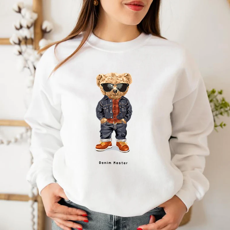 Fashion Creative Gentleman Teddy Bear Sweatshirt Autumn/Winter Thickening Plus-size Men and Women Hoodies Lovers Hoodie S-4XL trendy hoodies for women