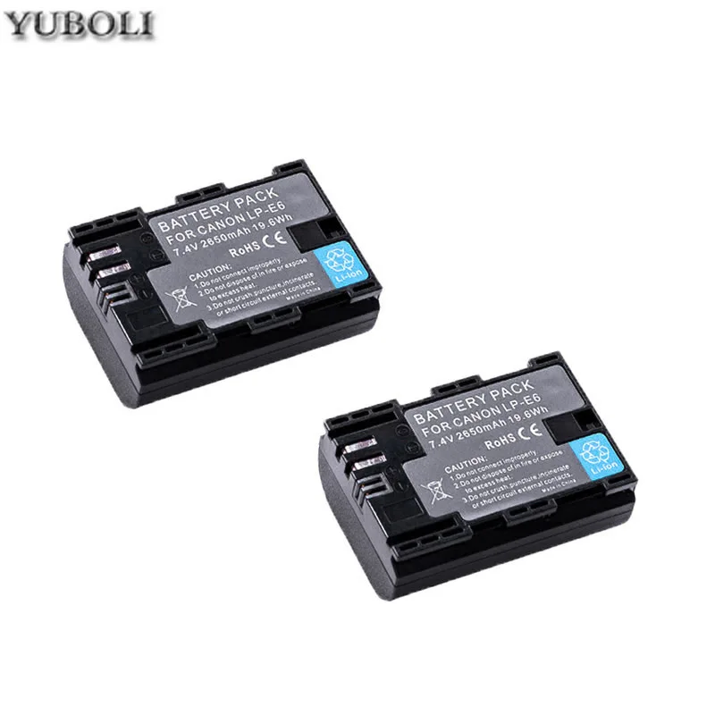 Высокая Ёмкость LP-E6 LP E6 LP-E6N LPE6 Батарея японская батарейка Sanyo для цифровой однообъективной зеркальной камеры Canon EOS 6D 7D 5DS 5DSR 5D Mark II 5D 60D 60Da 70D 80D - Цвет: 2battery