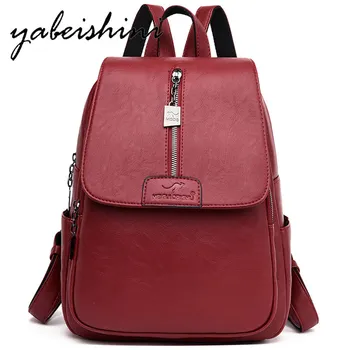 

Black Mochila feminina Women Leather Backpacks Women Multifunction School Bags For Girls Preppy Ladies Travel Bagpack Sac a Dos