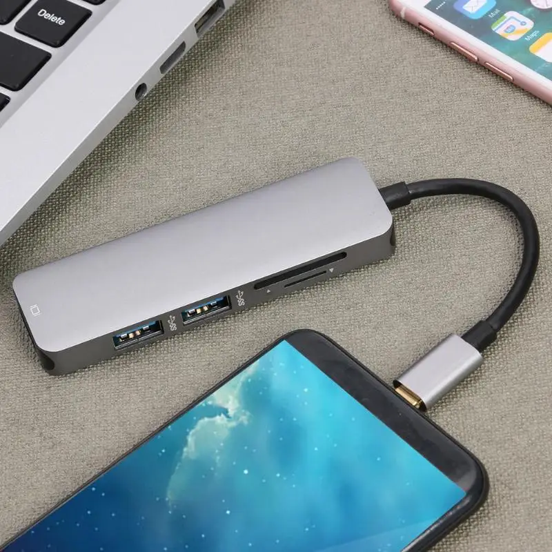 USB C концентратор тип-c до 4K HDMI SD/TF кардридер 2 USB3.0 адаптер разветвитель для MacBook samsung Galaxy S9/S8 huawei P20 Pro