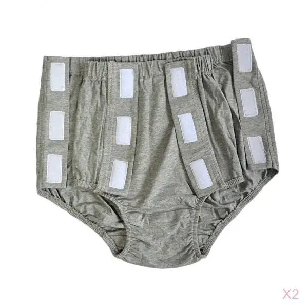 2pcs Reusable Incontinence Briefs Snap-On Underpants Pants Cotton Underwear Washable for Adults Men, Easy to Wear XXL