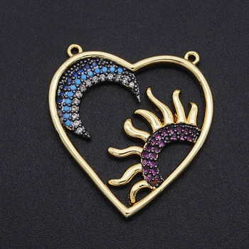 

5pcs/lot 29x18mm CZ Zircon DIY Jewelry Luxury Sun Star Charm Connectors Wholesale Bracelet Making Connector