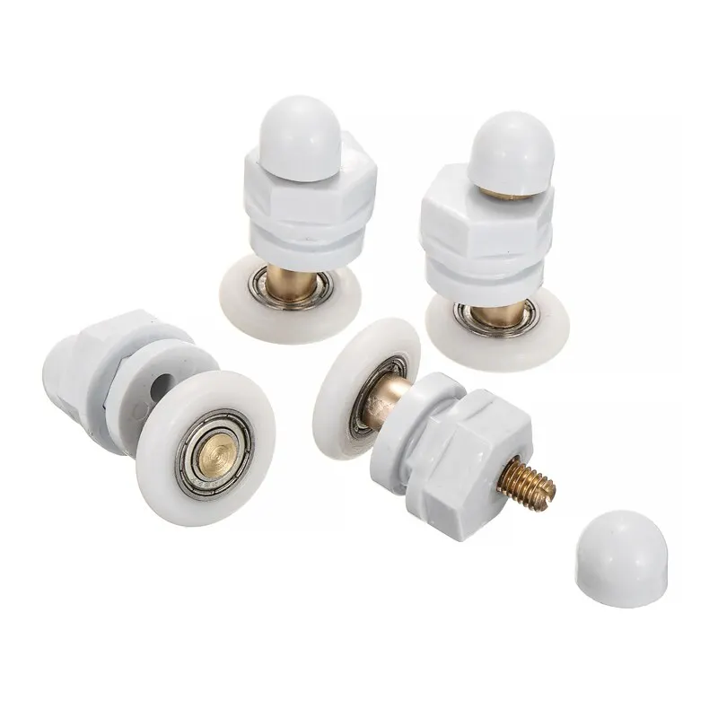 4PCs Bath Door Rollers Runners Wheels Pulleys Diameter 25mm White Shower repair replace  Easy Glide Rollers And Easy Clean