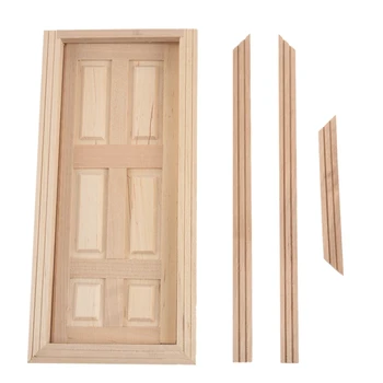 

1/12 Dollhouse Miniature 6 Panel Interior Wooden Door DIY Wood Color