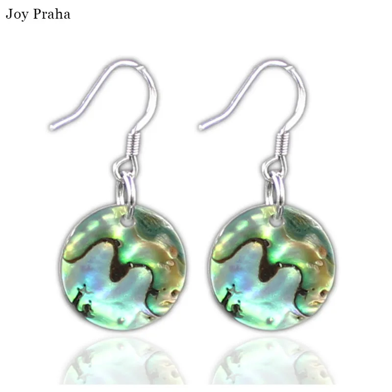 

Natural colored abalone shell circular earrings / Australian shell drop earrings