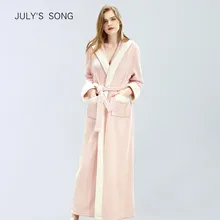 JULY'S SONG женские зимние толстые теплые халаты фланелевый теплый Халат длинный осенний с шапкой пижамы халат мягкие женские пижамы халат