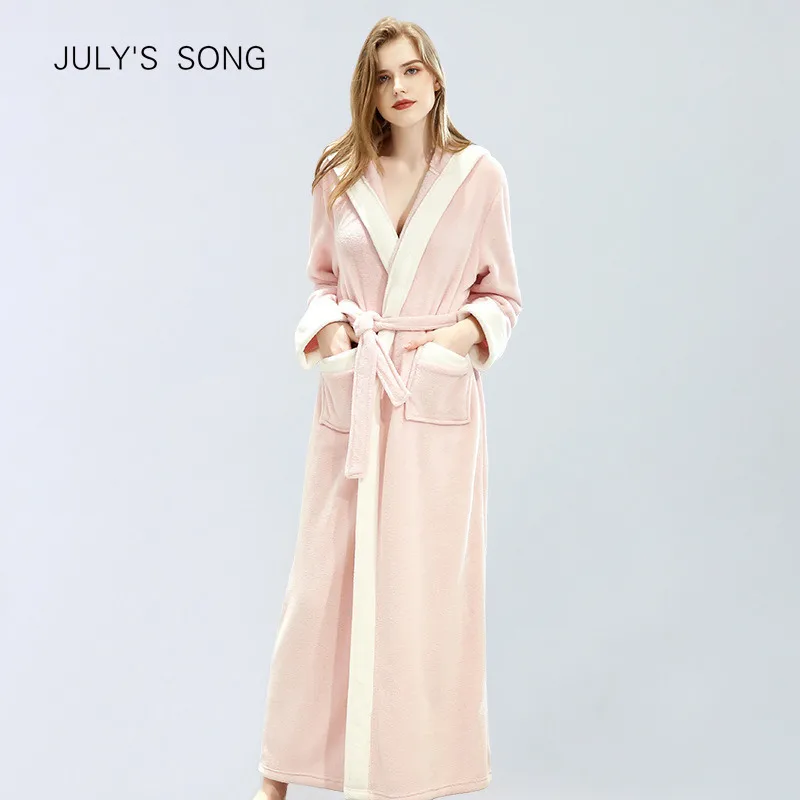 JULY'S SONG женские зимние плотные теплые халаты фланелевый теплый халат длинный
